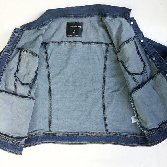 Maurices Jean Jacket Womens Plus Size 2 2x Stretch Medium Wash Blue Denim - Picture 6 of 10